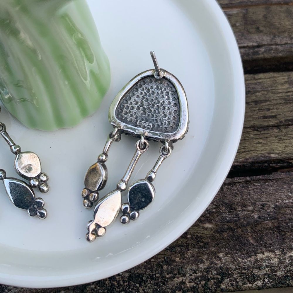 Turquoise & Sterling Silver Navajo Earrings - Picture 7 of 7